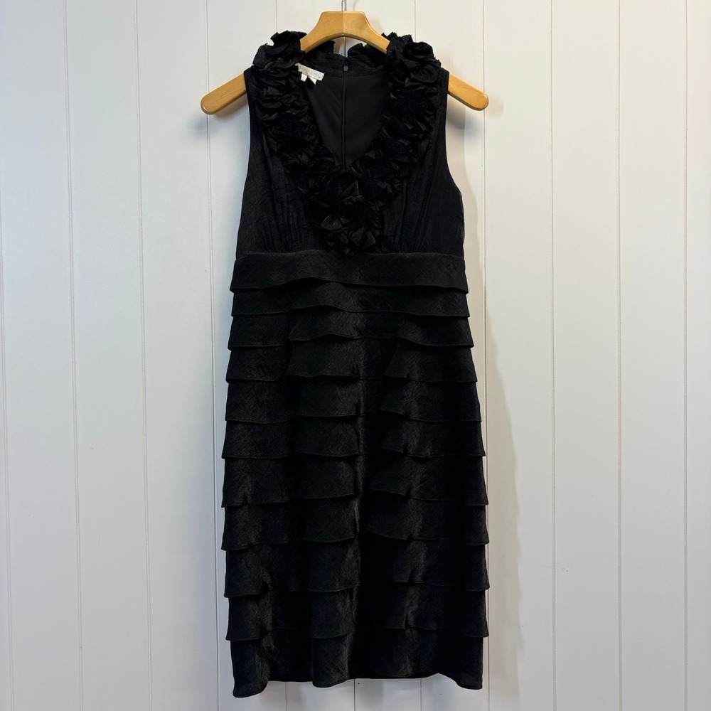 London Times Y2K Cocktail Tiered Ruffle Dress Women Size 8 Holiday Gala Classic